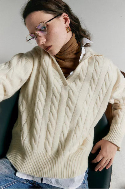 Suéter Polo de Lana Pura Estilo Old Money Relajado - Image 14