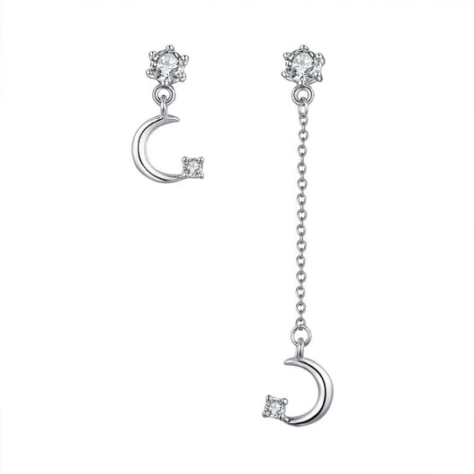 Aretes de Plata 925 Asimétricos Estrella y Luna - Image 5