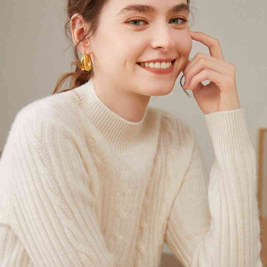 Suéter Cuello Alto de Cachemira Pura para Mujer - Corte Holgado y Grueso - Image 7