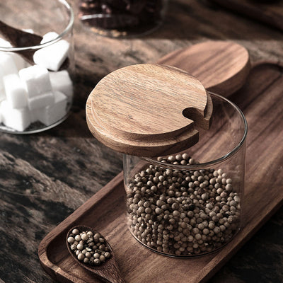 Set de Frascos de Vidrio para Condimentos con Tapa de Madera - Image 7