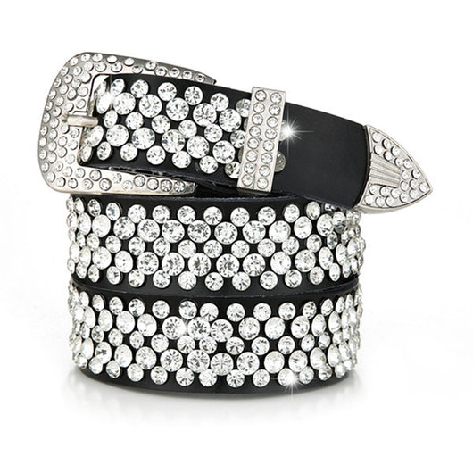Cinturón de Cuero para Mujer con Incrustaciones de Cristales Brillantes - Image 2