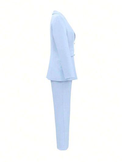 Blazer Otoñal de Solapa Muesca y Doble Botonadura con Bolsillos - Image 6