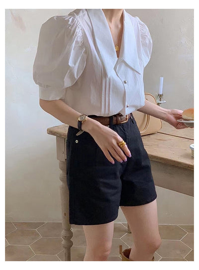 Blusa Elegante con Escote en V y Mangas Abullonadas - Image 13