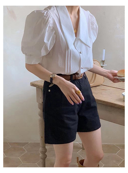 Blusa Elegante con Escote en V y Mangas Abullonadas - Image 13