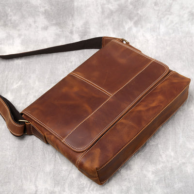 Bolsa de Cuero Horizontal Retro para Hombre - Estilo A4 - Image 11