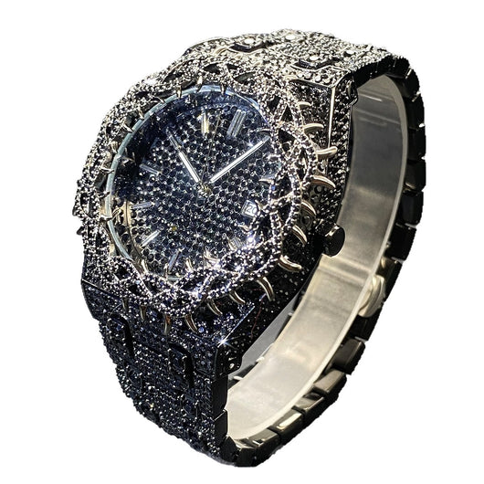 Reloj Hip-Hop para Hombre con Incrustaciones de Circón Verde Brillante - Image 5