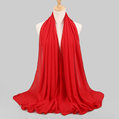 Pañuelo Elegante de Encaje Monocromático y Gasa Perlada para Mujer - Image 11
