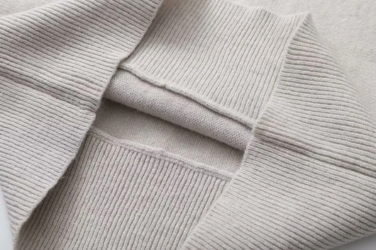 Suéter Polo Cuello V Manga Murciélago Lana Mezclada para Mujer - Image 10