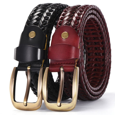 Cinturón de Cuero Artesanal para Parejas con Hebilla de Pasador Trendy - Image 3