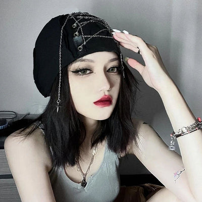 Gorro Gothic Lolita Negro Profundo Estilo Harajuku Punk para Mujer - Image 4