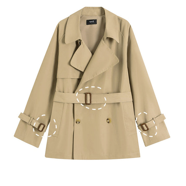 Gabardina Clásica Estilo Británico para Mujer - Abrigo Corto Ligero