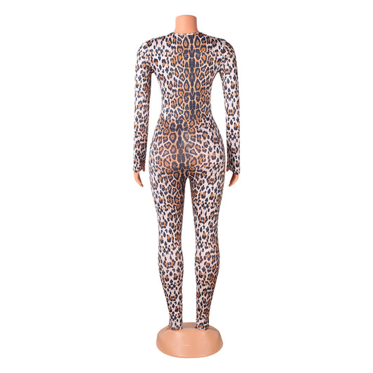 Jumpsuit Estampado Leopardo Ajustado de Manga Larga - Image 7