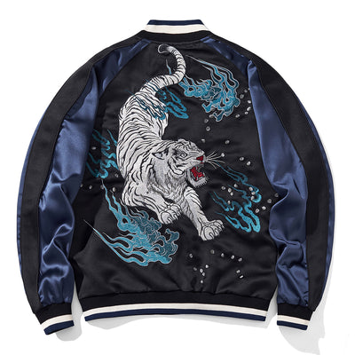 Chamarra Béisbol Casual para Hombre con Bordado de Tigre Feroz - Image 2