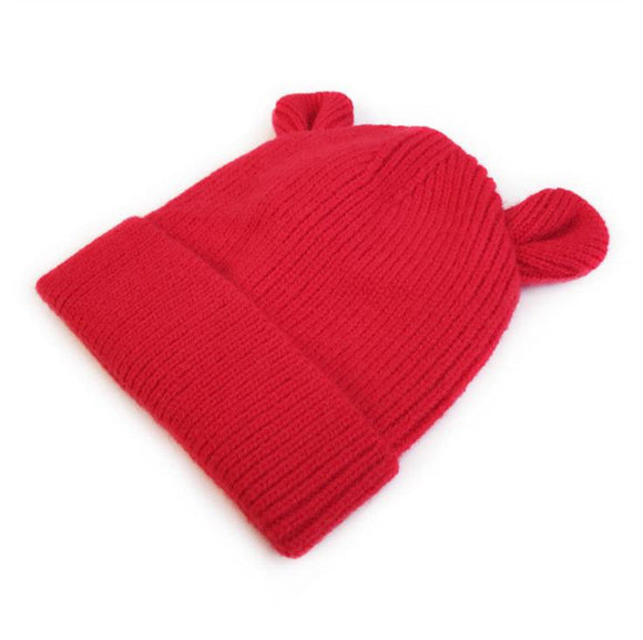 Gorro Infantil Tejido con Orejas de Osito y Puño Cálido