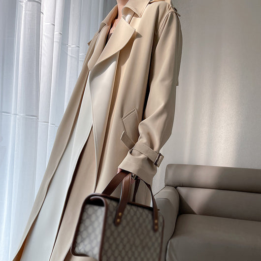 Abrigo Gabardina Bicolor Clásico para Mujer Talla Grande - Image 6