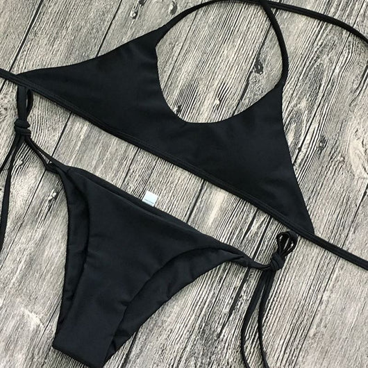 Bikini Clásico Liso para Mujer - Conjunto de Dos Piezas - Image 3