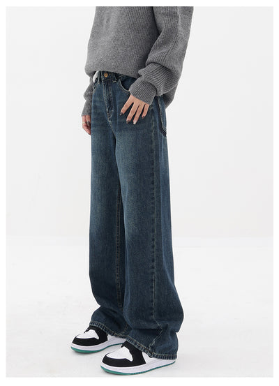 Pantalones Vaqueros Retro Azul Degradado Cintura Alta Rectos Casuales para Mujer - Image 9