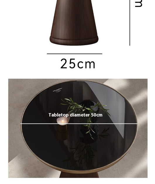 Mesa Auxiliar Redonda de Cristal Templado con Base de Madera Maciza - Diseño Moderno Lujo - Image 10