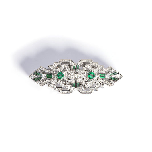 Broche de Espinela Verde Retro de Alta Joyería - Image 2