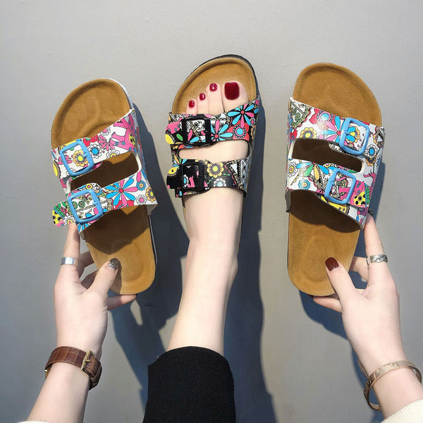 Sandalias Casuales con Hebillas de Corcho - Comodidad y Estilo