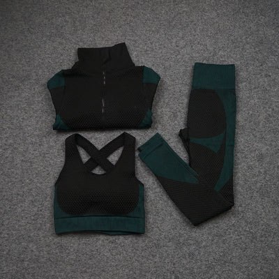 Conjunto Deportivo de 3 Piezas Yoga Fitness con Tela Elástica - Image 16