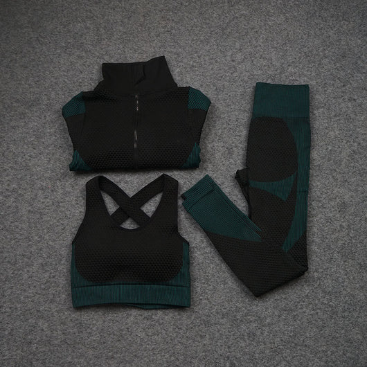 Conjunto Deportivo de 3 Piezas Yoga Fitness con Tela Elástica - Image 16