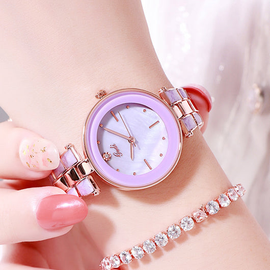 Reloj de Pulsera Elegante Acero Inoxidable Estilo Coreano para Mujer Cuarzo Blanco - Image 7