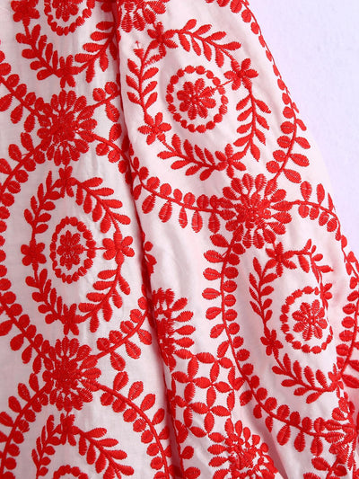 Blusa Larga Bordada Estilo Europeo Americano para Mujer - Image 7