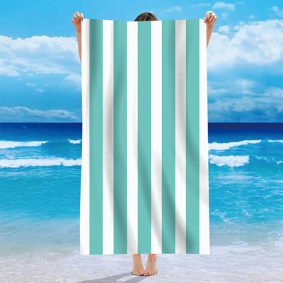 Toalla de Playa Microfibra Terciopelo Personalizada con Patrón de Rayas - Image 6