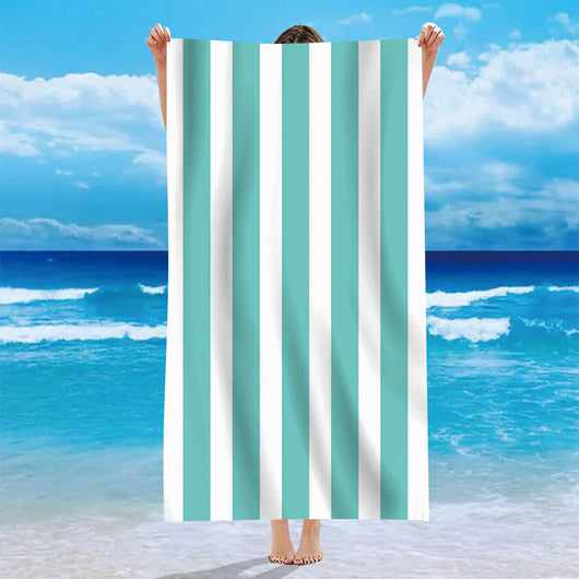 Toalla de Playa Microfibra Terciopelo Personalizada con Patrón de Rayas - Image 6