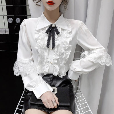 Blusa Vintage Palacio Victoriano para Mujer con Lazos y Volantes Lolita - Image 9