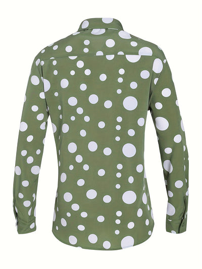 Camisa Casual de Manga Larga con Lunares para Adolescentes y Hombres - Image 5