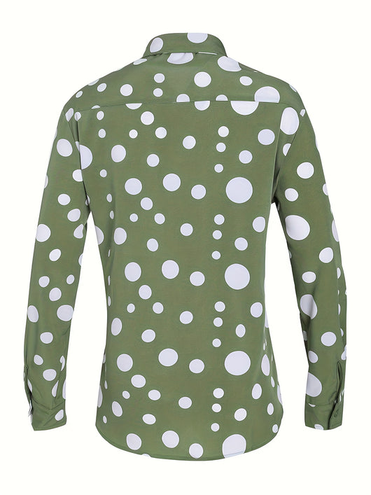 Camisa Casual de Manga Larga con Lunares para Adolescentes y Hombres - Image 5