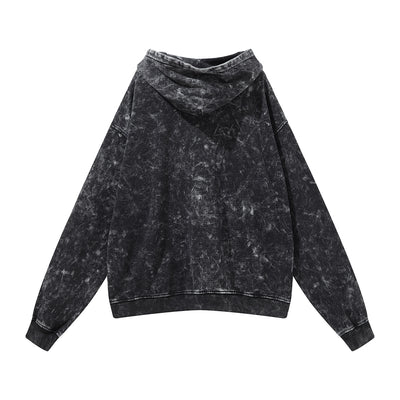 Cardigan Sudadera Holgada Negra Lavada Estilo Vintage para Hombre - Image 2