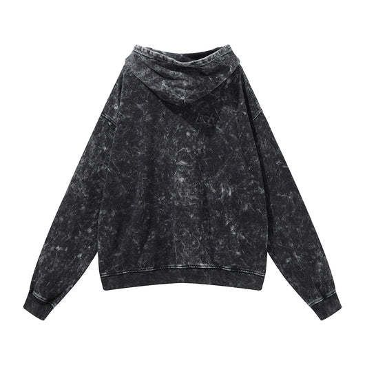 Cardigan Sudadera Holgada Negra Lavada Estilo Vintage para Hombre - Image 2