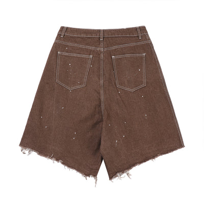 Pantalones Cortos Denim Rotos Hombre Estilo Urbano Pierna Ancha - Image 13