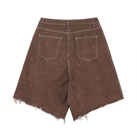 Pantalones Cortos Denim Rotos Hombre Estilo Urbano Pierna Ancha - Image 13