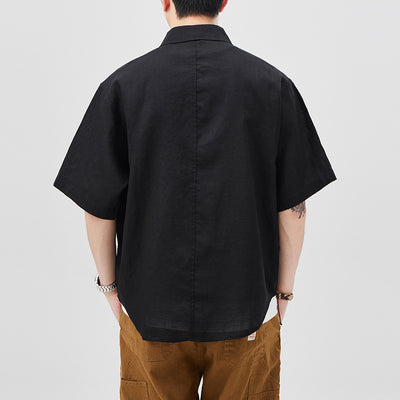 Camisa de Lino Manga Corta para Hombre - Estilo Moderno - Image 3