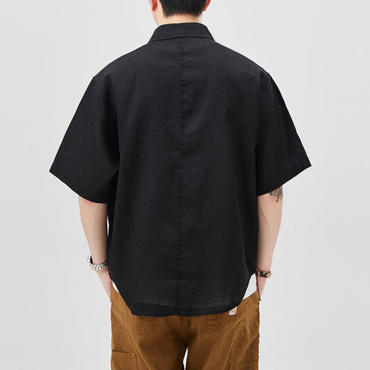 Camisa de Lino Manga Corta para Hombre - Estilo Moderno - Image 3