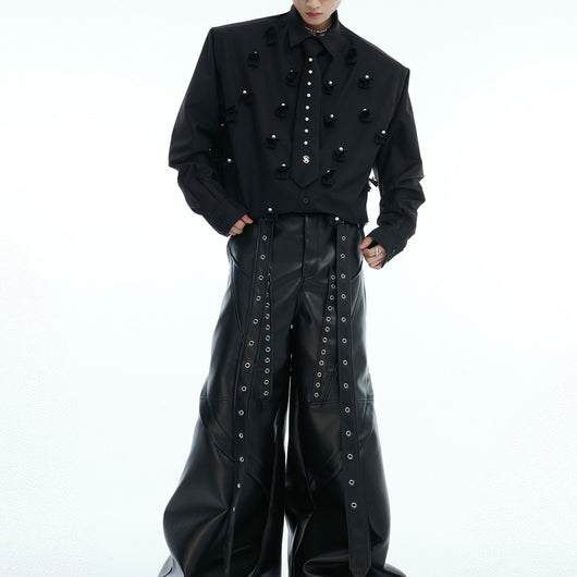 Cardigan Suelto Acolchado con Detalles de Perlas para Hombre - Image 3