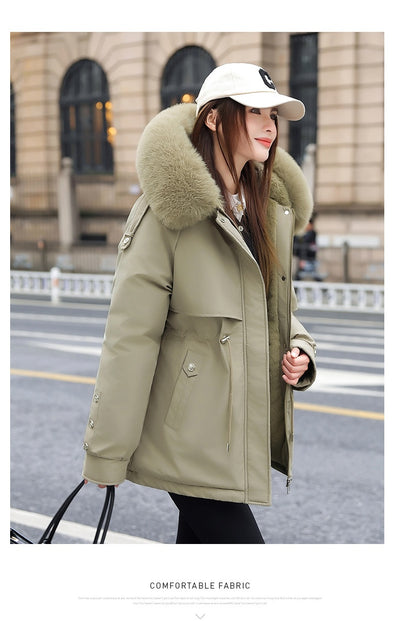 Chaqueta Acolchada Mujer con Cuello de Pelaje y Forro Polar - Image 28