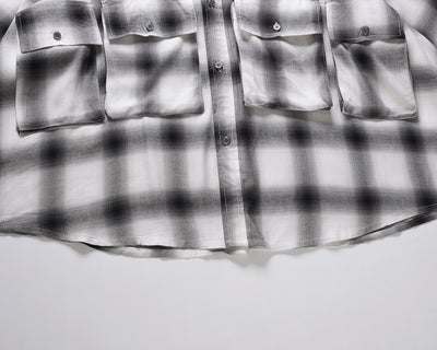 Camisa Cuadros Blanco y Negro Hombre Suelta - Estilo Casual Versátil - Image 9