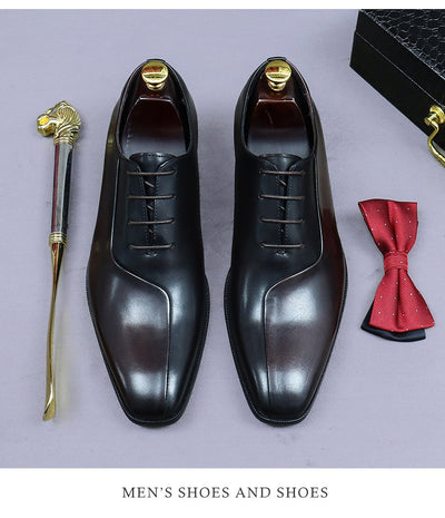 Zapatos Formales de Cuero para Hombre Estilo Británico con Diseño Bicolor - Image 16