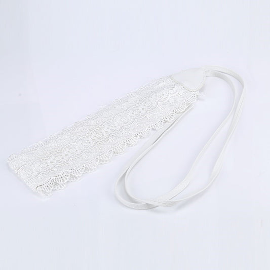 Cinturón de Encaje Ancho Negro para Mujer con Borlas - Decoración Elegante para Vestidos y Blusas