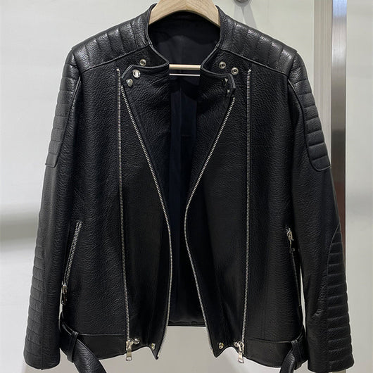 Chaqueta de Cuero Acolchada Cropped para Hombre - Image 12