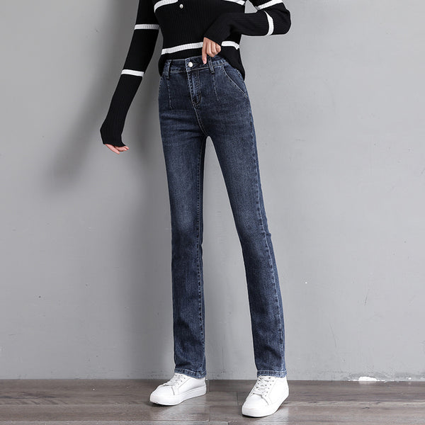Jeans Bootcut Cintura Alta Suelta con Pierna Recta Versátil