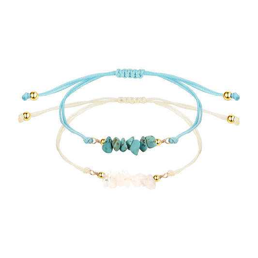 Pulsera de Piedras Cristal Tejida a Mano - Diseño Minimalista Japón y Corea - Image 2