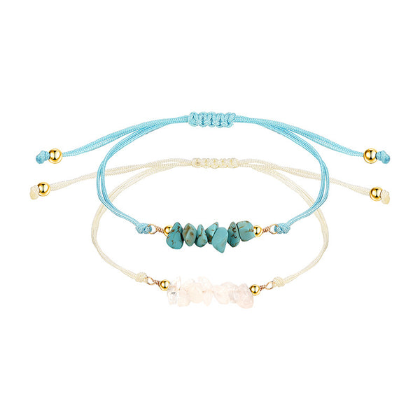 Pulsera de Piedras Cristal Tejida a Mano - Diseño Minimalista Japón y Corea - Image 2