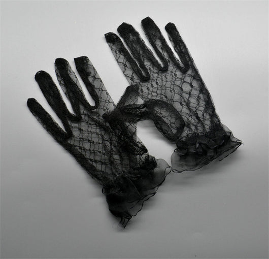 Guantes de encaje cortos con dedos para novia - Image 9