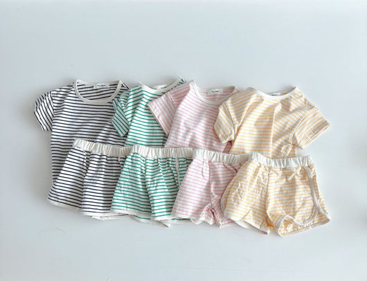 Pijama Infantil de Rayas Transpirable - Shorts y Camiseta de Manga Corta - Image 2